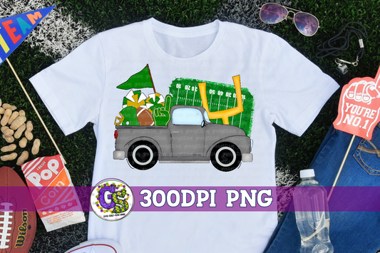 Football Truck Green Gold PNG for Sublimation