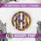 Halloween Tie Dye Scalloped Monogram Set PNG For Sublimation