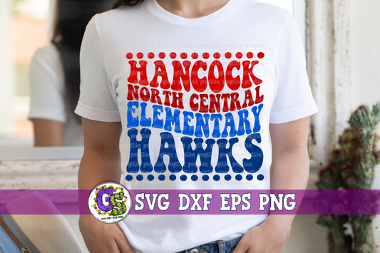 Hancock North Central Elementary Groovy Wave SVG DXF EPS PNG