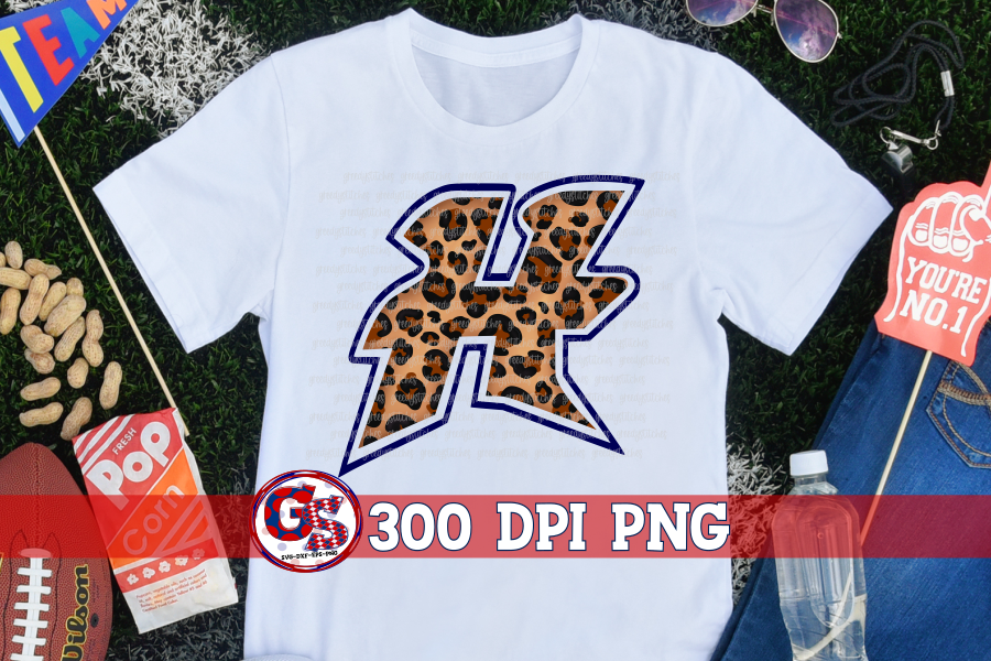 Hancock Hawks Leopard Print Blue PNG for Sublimation