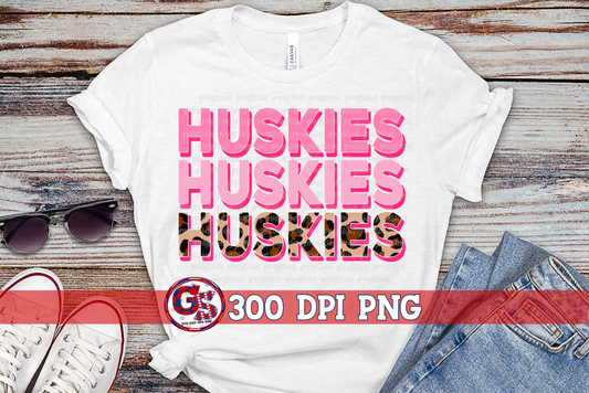 Huskies Pink Leopard Breast Cancer PNG for Sublimation