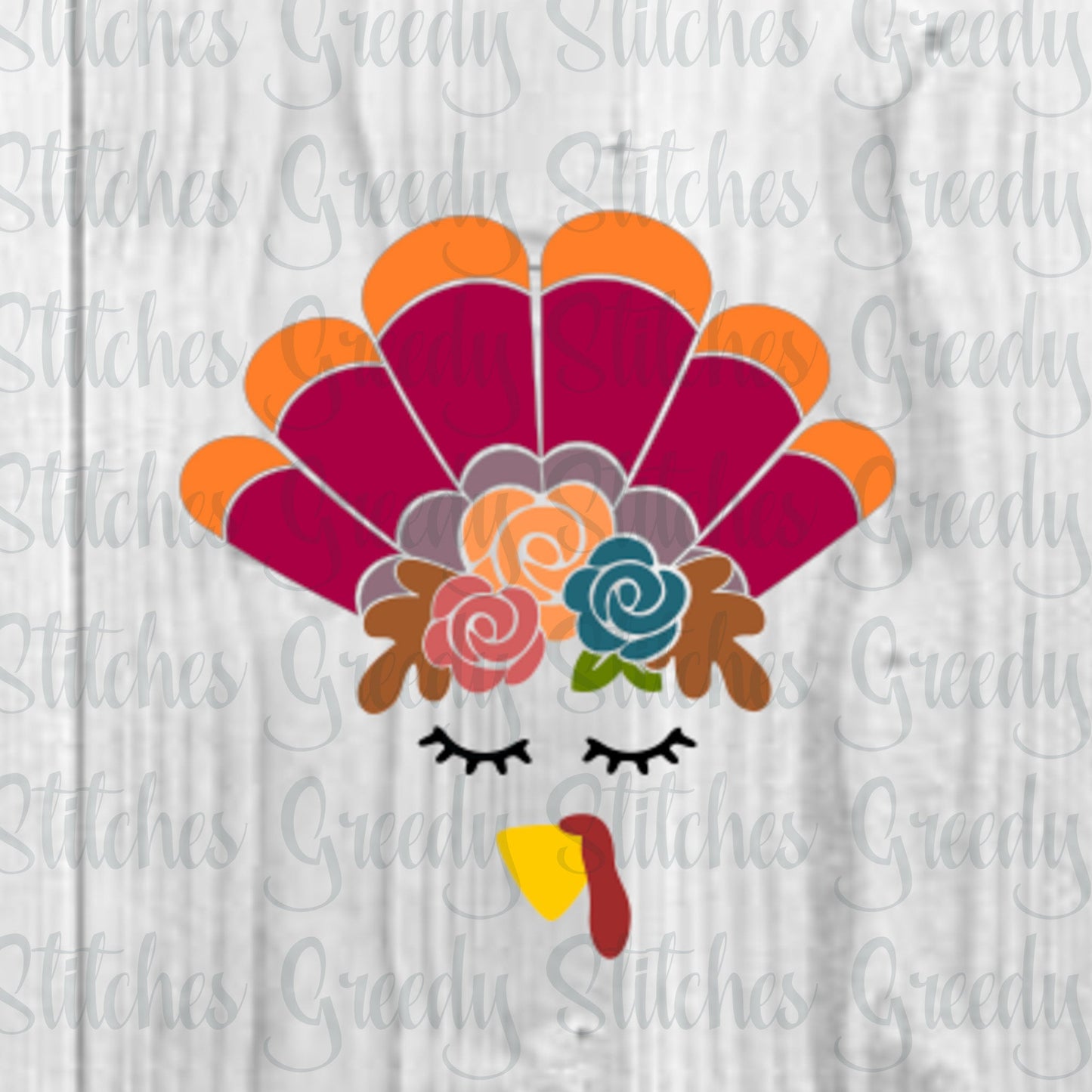 Turkey Face and Tail with Flowers svg dxf eps png. Thanksgiving SvG | Thanksgiving DxF | Thanksgiving Turkey SvG | Instant Download Cut File