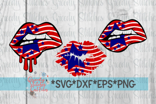 July 4th Lips SvG | American Flag Lips Set of 3 svg dxf eps png American Lips SVG | American Flag SVG | July 4th Dripping Lips SvG Cut Files