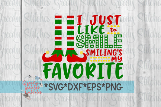 Christmas SvG | I Just Like To Smile. Smiling&#39;s My Favorite svg, dxf, eps, png. Elf SvG | Elf DxF | Instant Download Cut Files.
