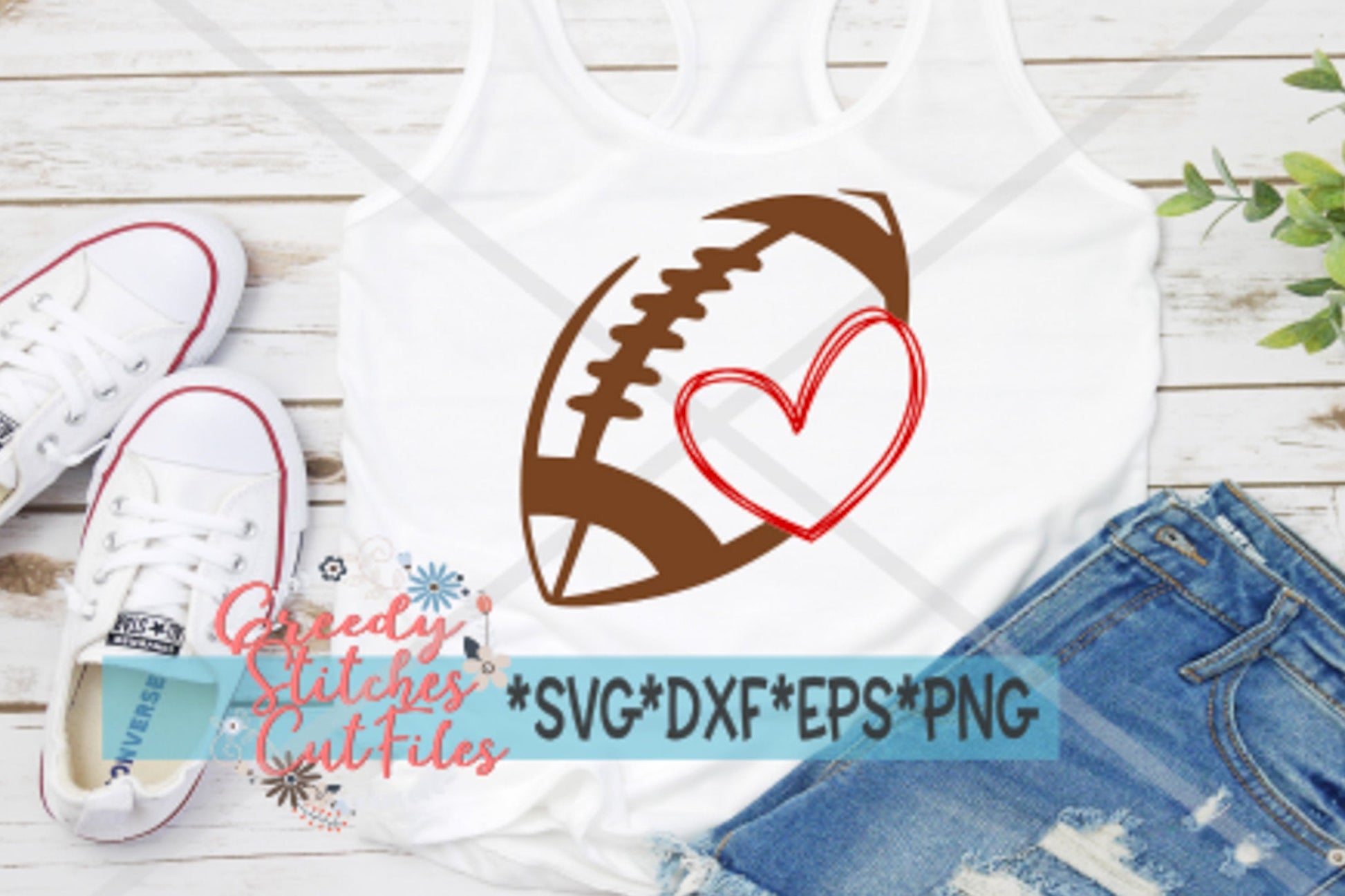 Football Heart svg eps dxf png | Football DxF | Football SvG | Friday Night Lights SvG | Football Heart SvG | Instant Download Cut File