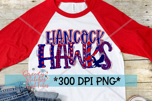 Hancock Hawks Word Art PNG for Sublimation