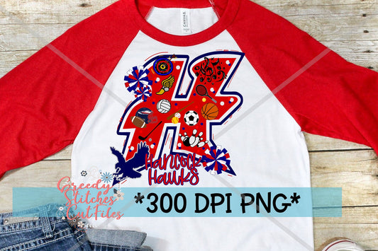 Hancock Hawks H PNG for Sublimation