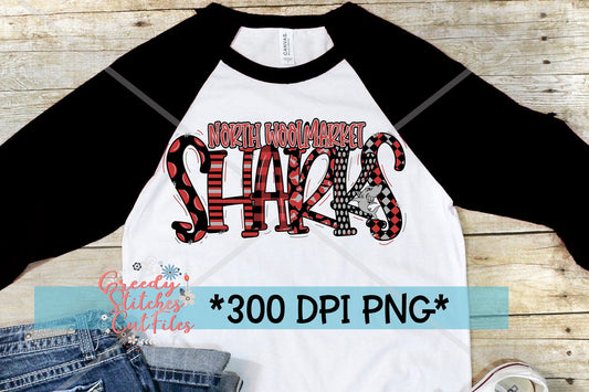 North Woolmarket Sharks Word Art PNG for Sublimation