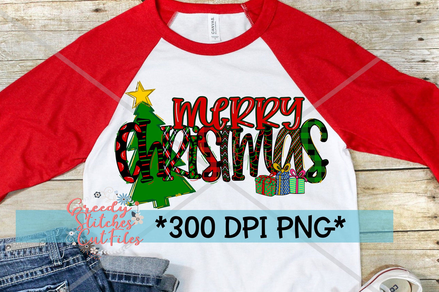 Merry Christmas Word Art PNG for Sublimation