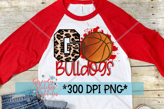 Go Bulldogs Basketball Red PNG for Sublimation