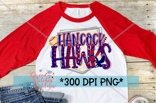 Hancock Hawks Baseball PNG for Sublimation