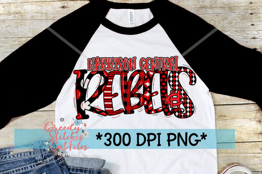 Harrison Central Rebels Word Art PNG for Sublimation