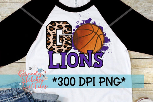 Go Lions Basketball Purple PNG for Sublimation
