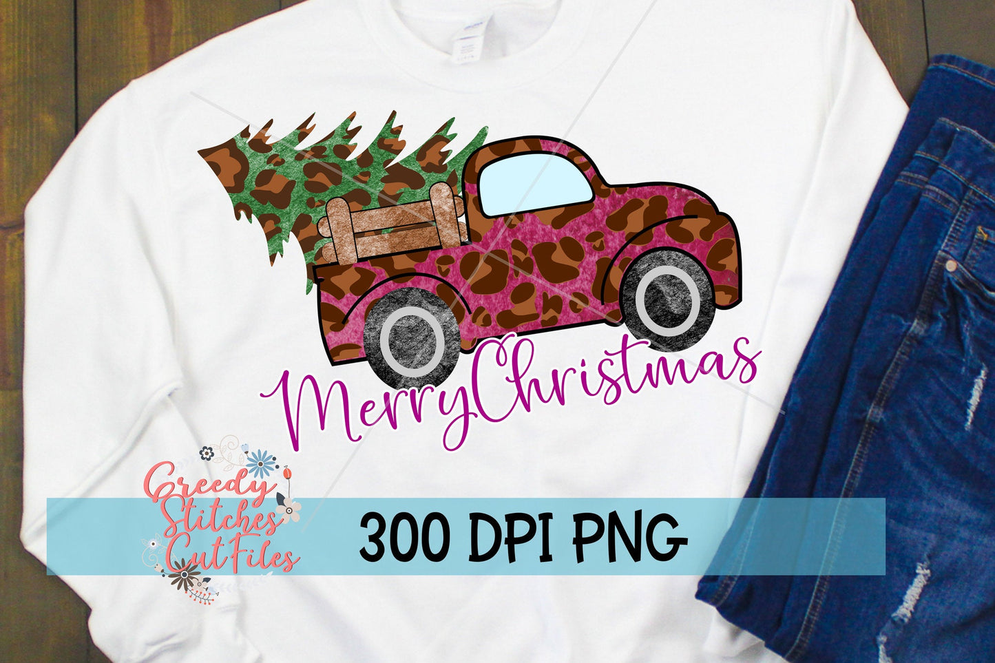 Merry Christmas Truck PNG for Sublimation