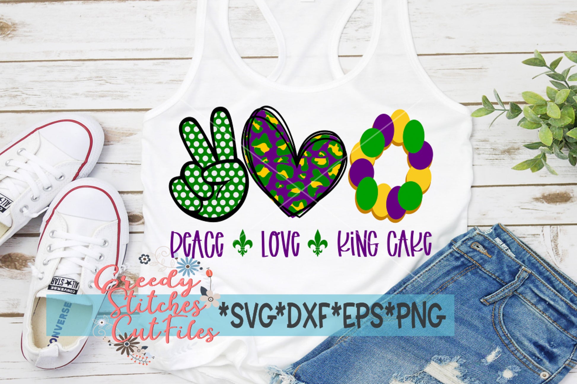 Peace Love King Cake svg, dxf, eps, png.  Mardi Gras SvG | Beads SVG | Mardi Gras SvG | King Cake SvG | Instant Download Cut Files.