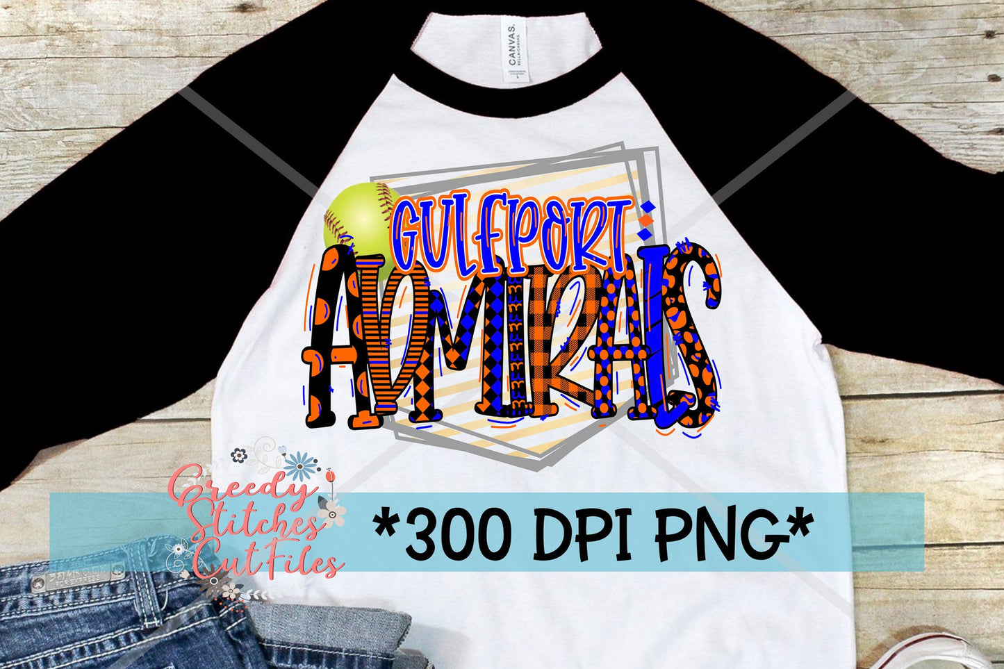Gulfport Admirals Softball PNG for Sublimation