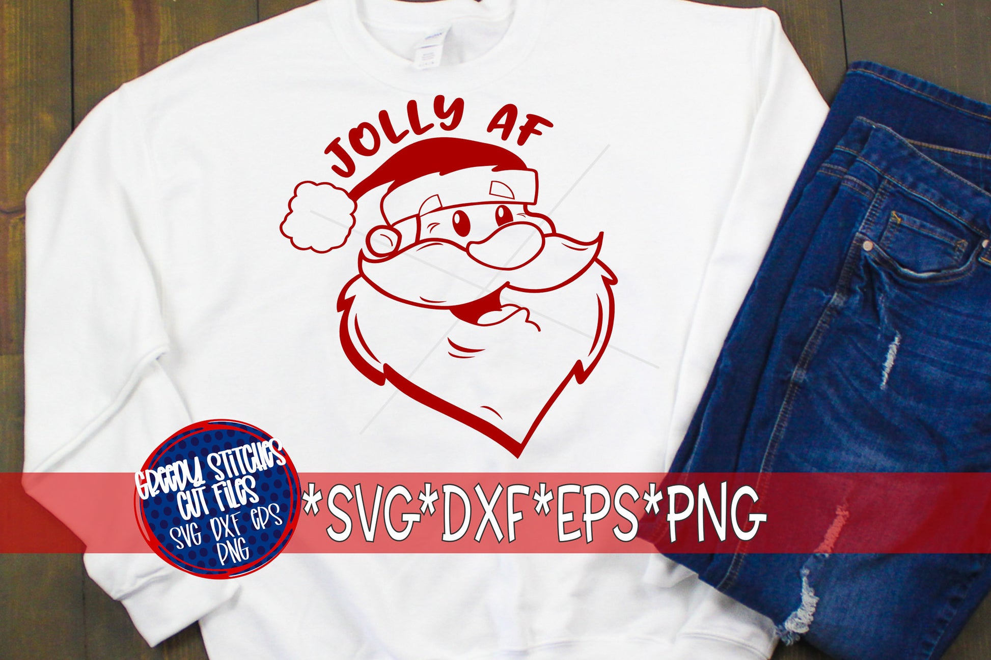 Jolly AF svg, dxf, eps, png. Christmas SvG | Instant Download Cut Files. Christmas DxF | Santa Claus SvG | Santa SvG | Santa DxF