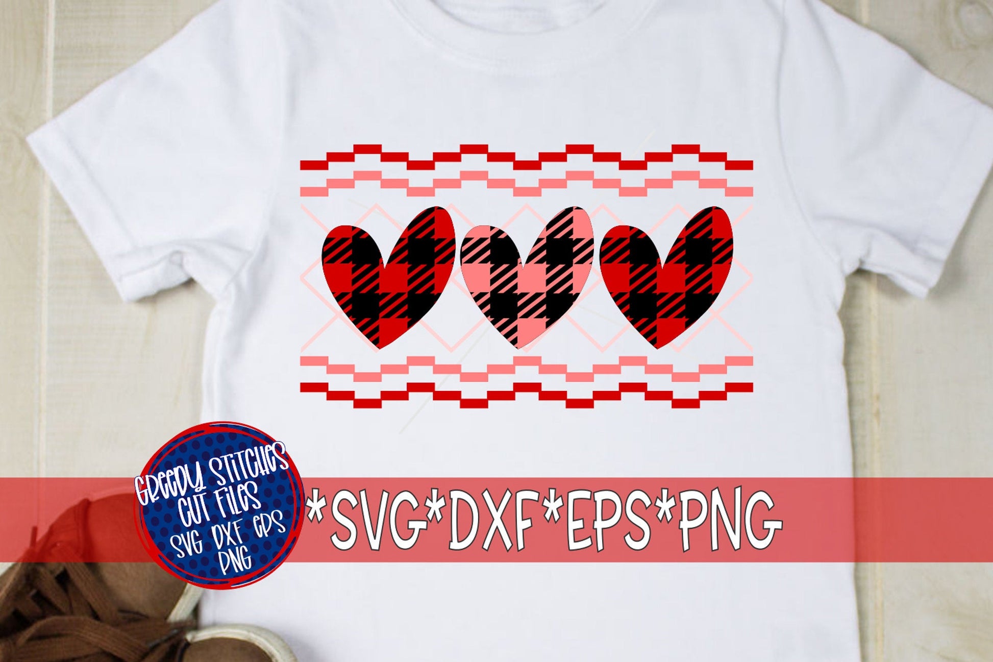 Valentine&#39;s Day SvG | Faux Smocked Buffalo Plaid Hearts svg dxf eps png. Hearts | Valentine&#39;s Day SvG | Heart SvG |Instant Download Cut File