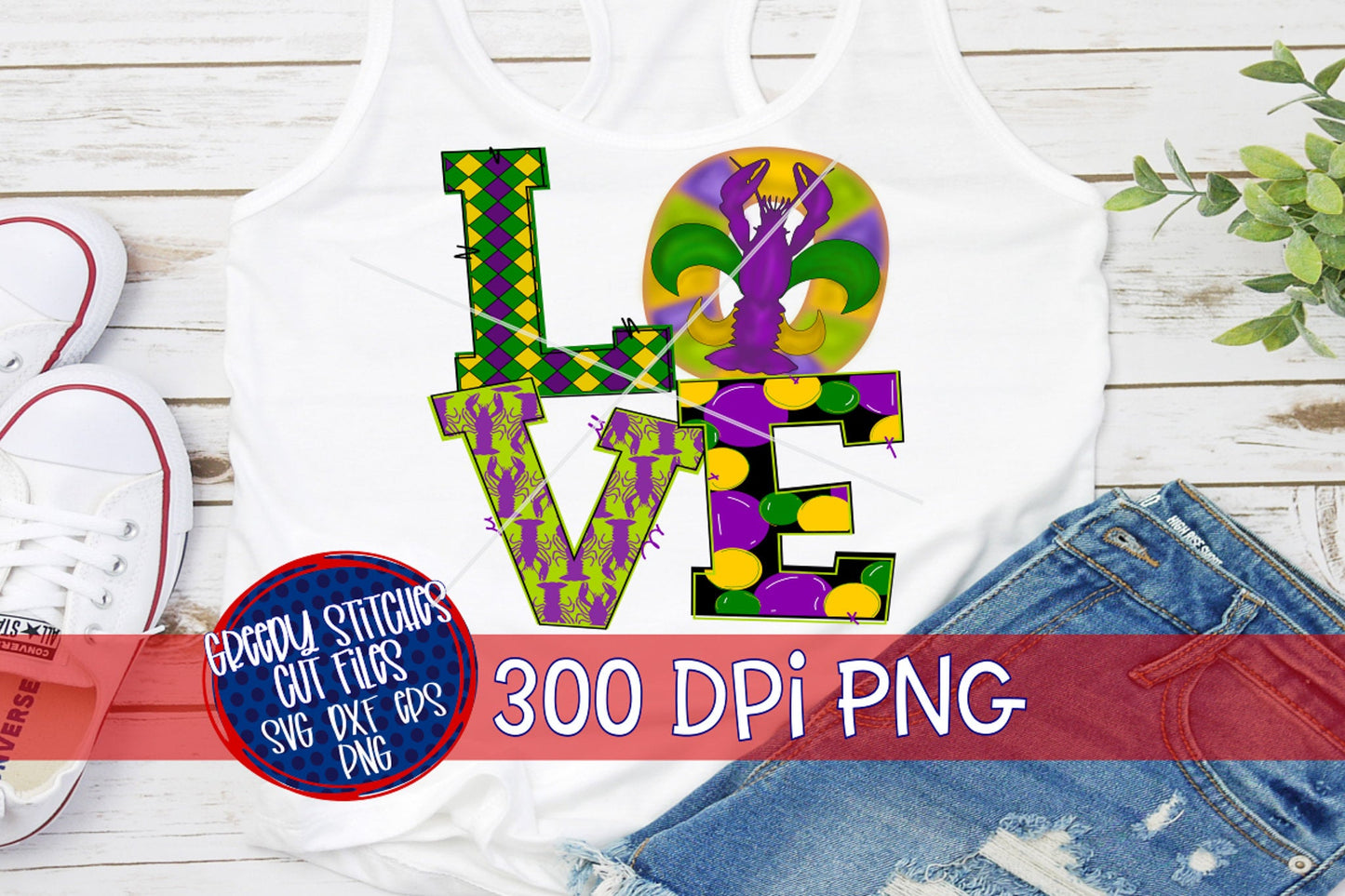 Love Mardi Gras PNG for Sublimation