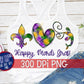 Happy Mardi Gras Watercolor Fleur Crawfish PNG for Sublimation