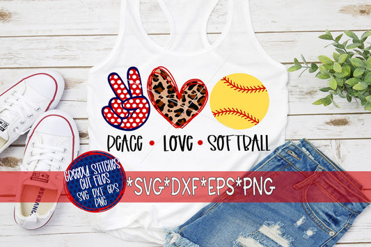 Peace Love Softball svg, eps, dxf, png. Softball Love SvG | Love Softball DxF | Softball SvG | Softball Mom SvG | Instant Download Cut Files