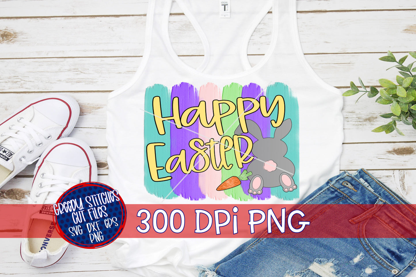 Happy Easter Brush Strokes PNG for Sublimation