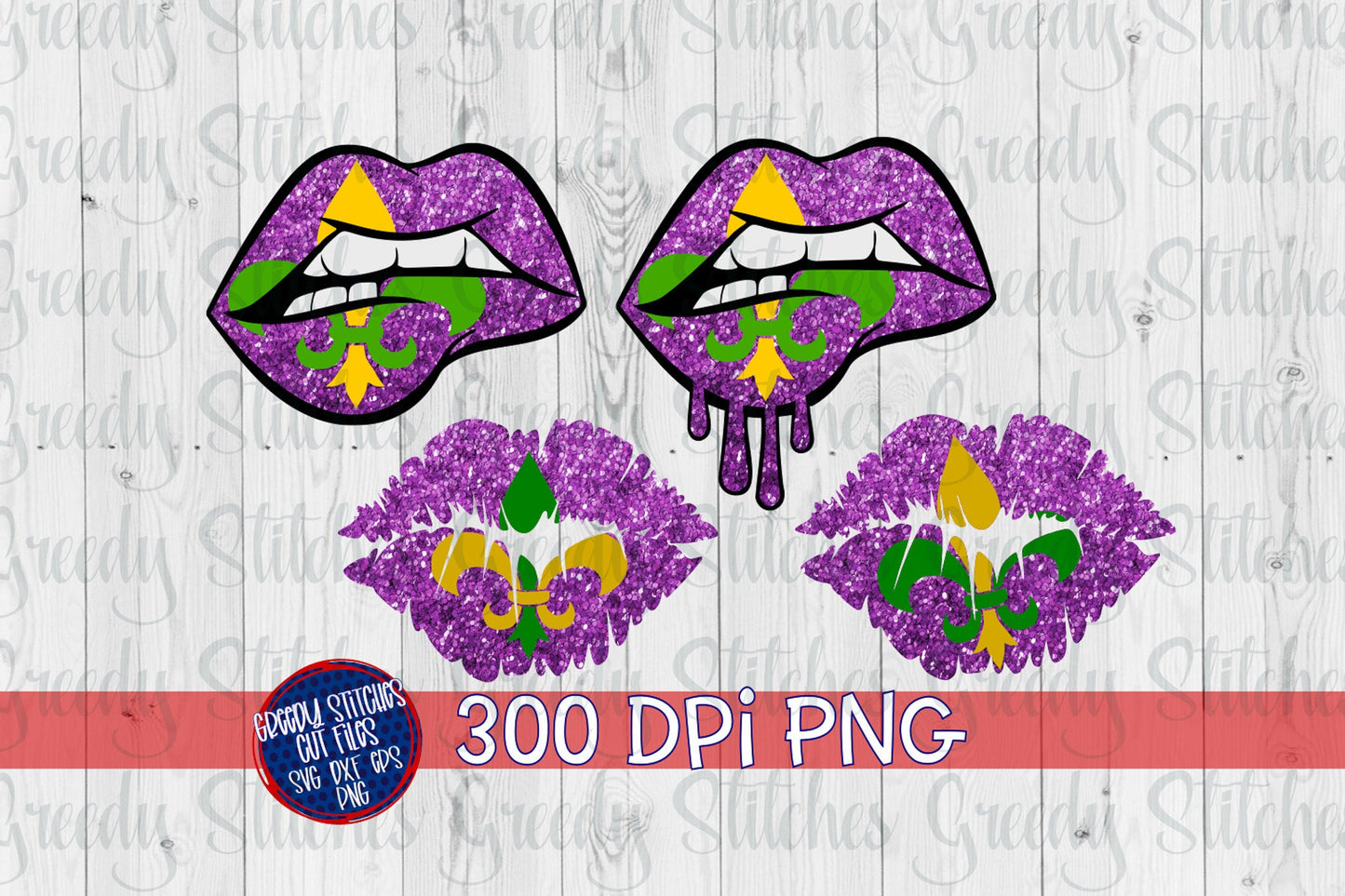 Mardi Gras Lips PNG for Sublimation