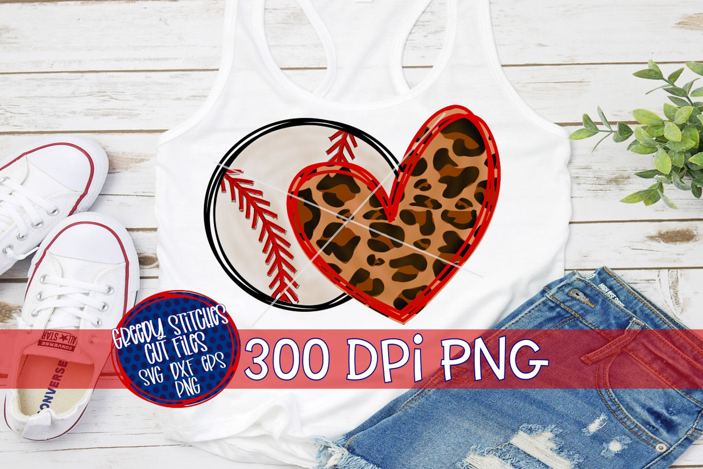 Baseball Heart Leopard Print PNG for Sublimation