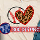 Baseball/Softball Heart Leopard PNG For Sublimation