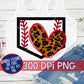 Baseball Softball Home Plate Heart Leopard Print PNG