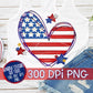 American Flag Heart PNG for Sublimation