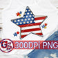 American Flag Star PNG for Sublimation