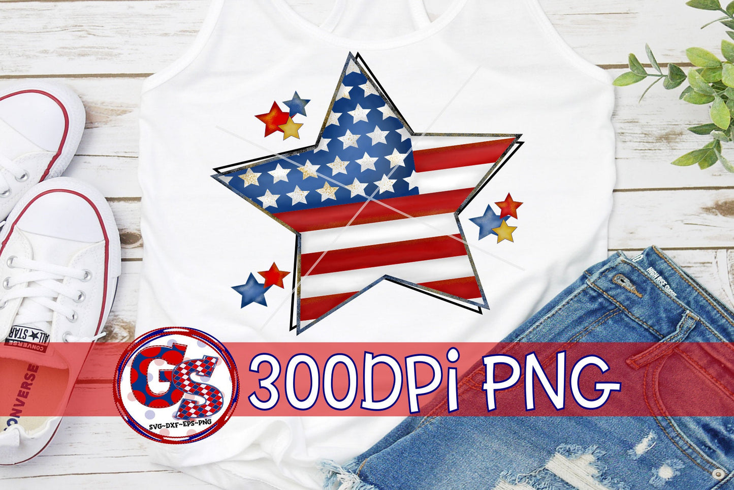 American Flag Star PNG for Sublimation