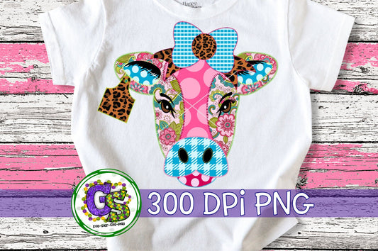 Paisley Floral Cow PNG for Sublimation