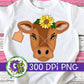 Brown Cow with Sunflowers PNG for Sublimation