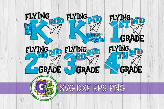 Flying Into School Bundle svg dxf eps png. Flying Into Kindergarten SvG | Back To School DxF | School SVG | Instant Download Cut Files