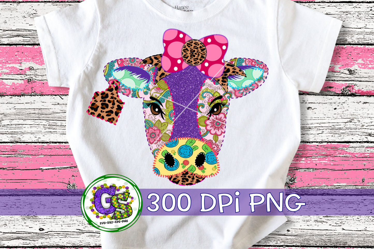 Paisley Floral Cow PNG for Sublimation