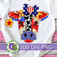 July 4th Floral Cow PNG for Sublimation