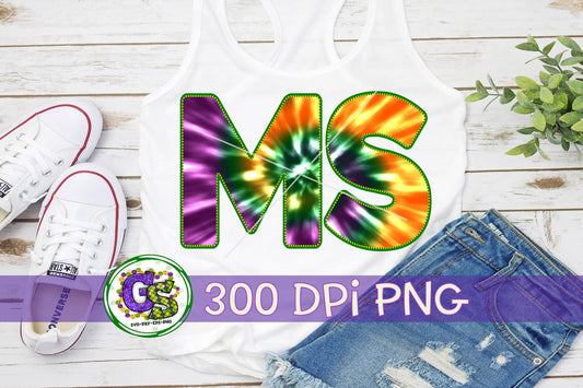 Mardi Gras Mississippi Tie Dye PNG for Sublimation