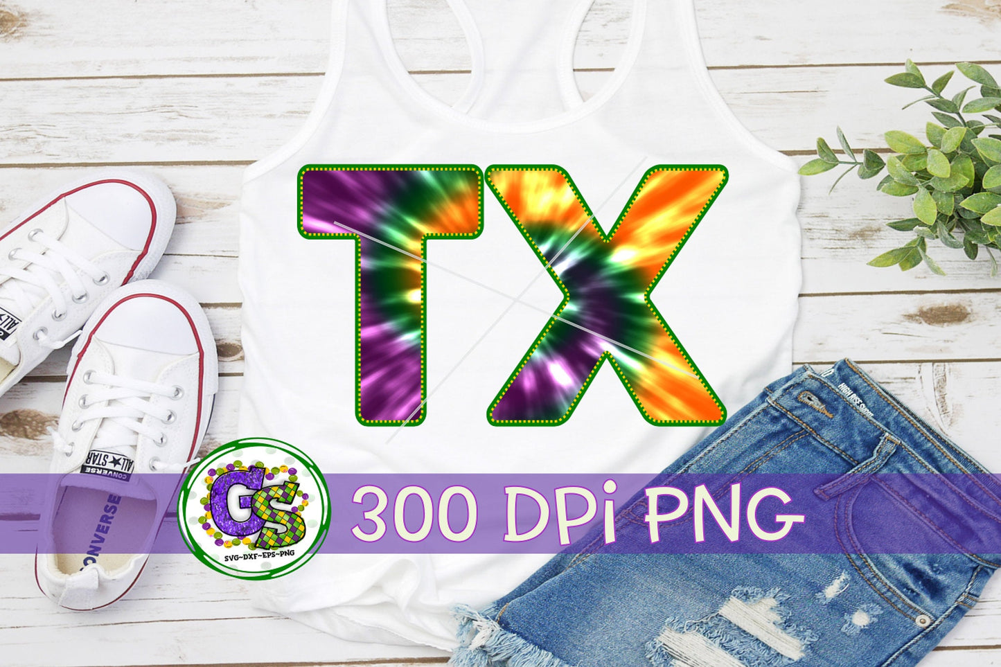 Mardi Gras Texas Tie Dye PNG for Sublimation