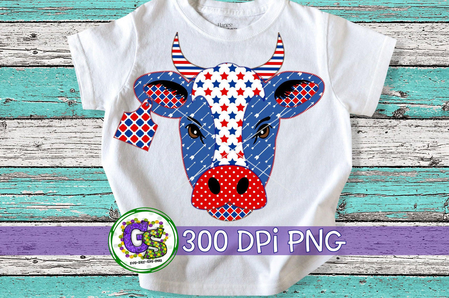 Patriotic Cow with Horns PNG for Sublimation