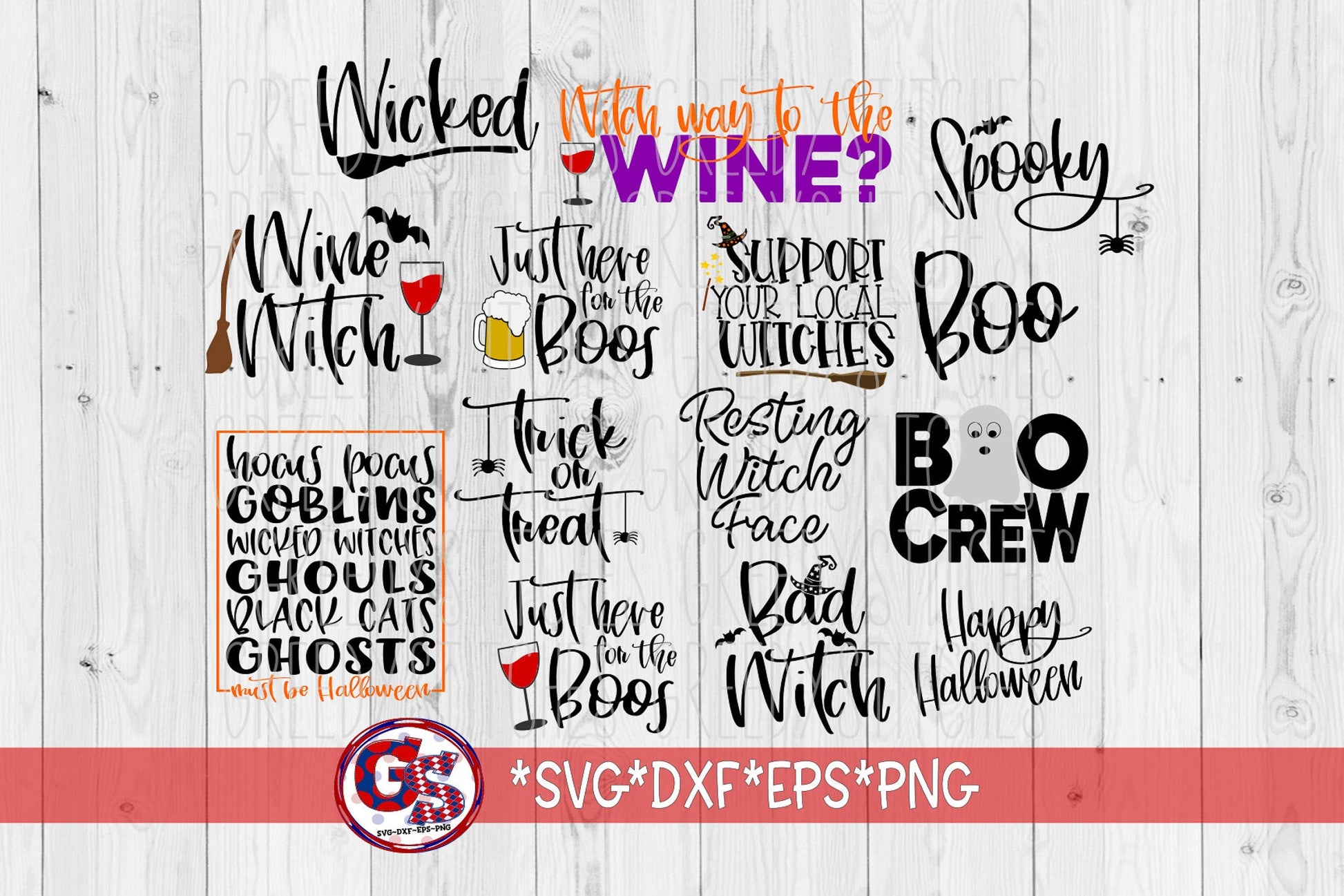 Halloween Bundle svg dxf eps png. Witch Way To The Wine SvG | Here For he Boos SvG | Halloween SvG | Witch SvG | Wine Witch Instant Download