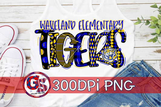 Waveland Elementary Tigers Word Art PNG Sublimation