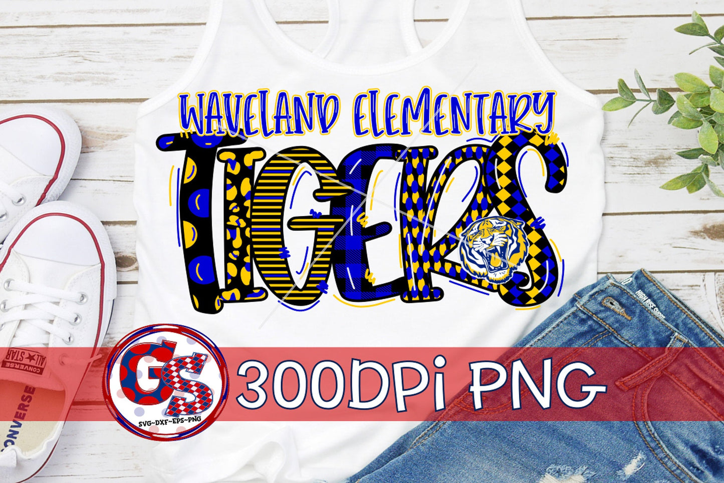 Waveland Elementary Tigers Word Art PNG Sublimation