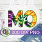 Mardi Gras Missouri Tie Dye PNG for Sublimation