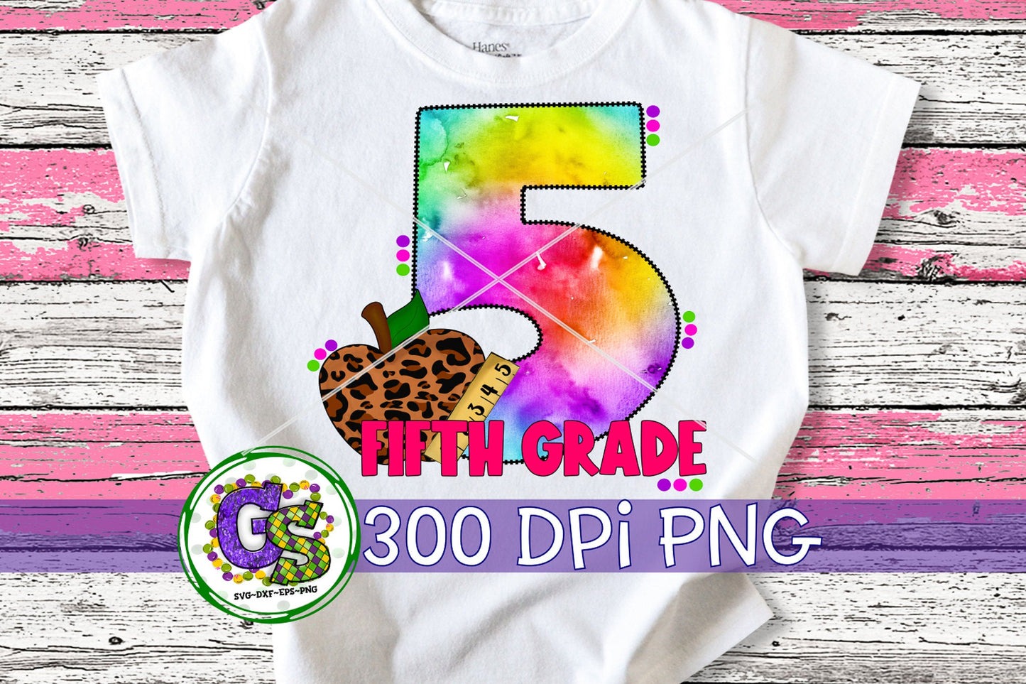Fifth Grade Tie Dye PNG for Sublimation
