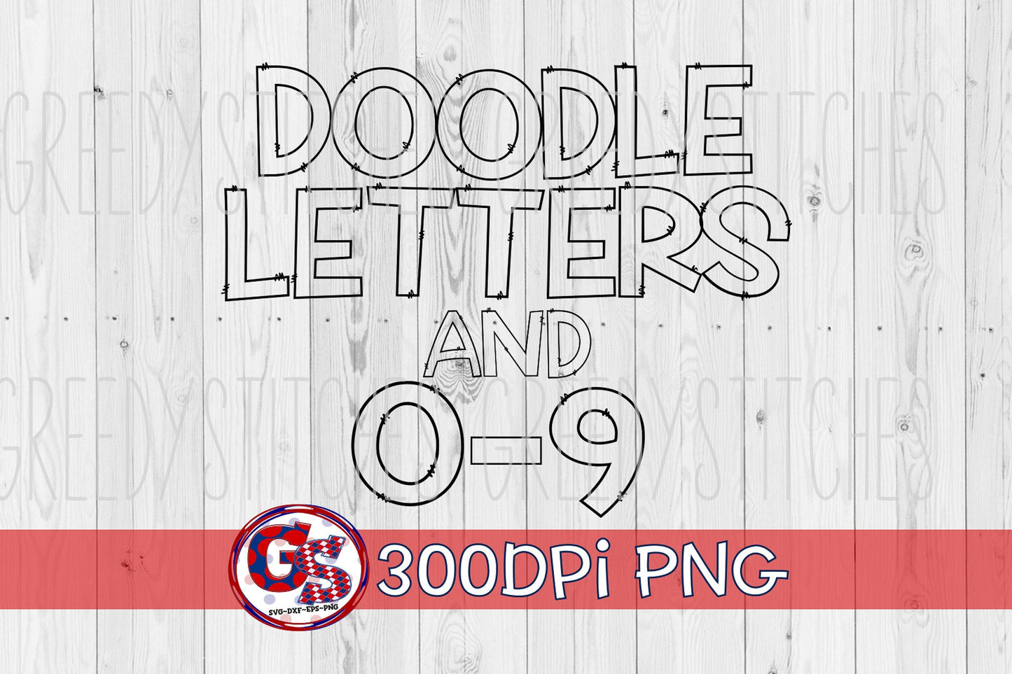 Hand Drawn Doodle Letters and Numbers 0-9 PNG for Sublimation