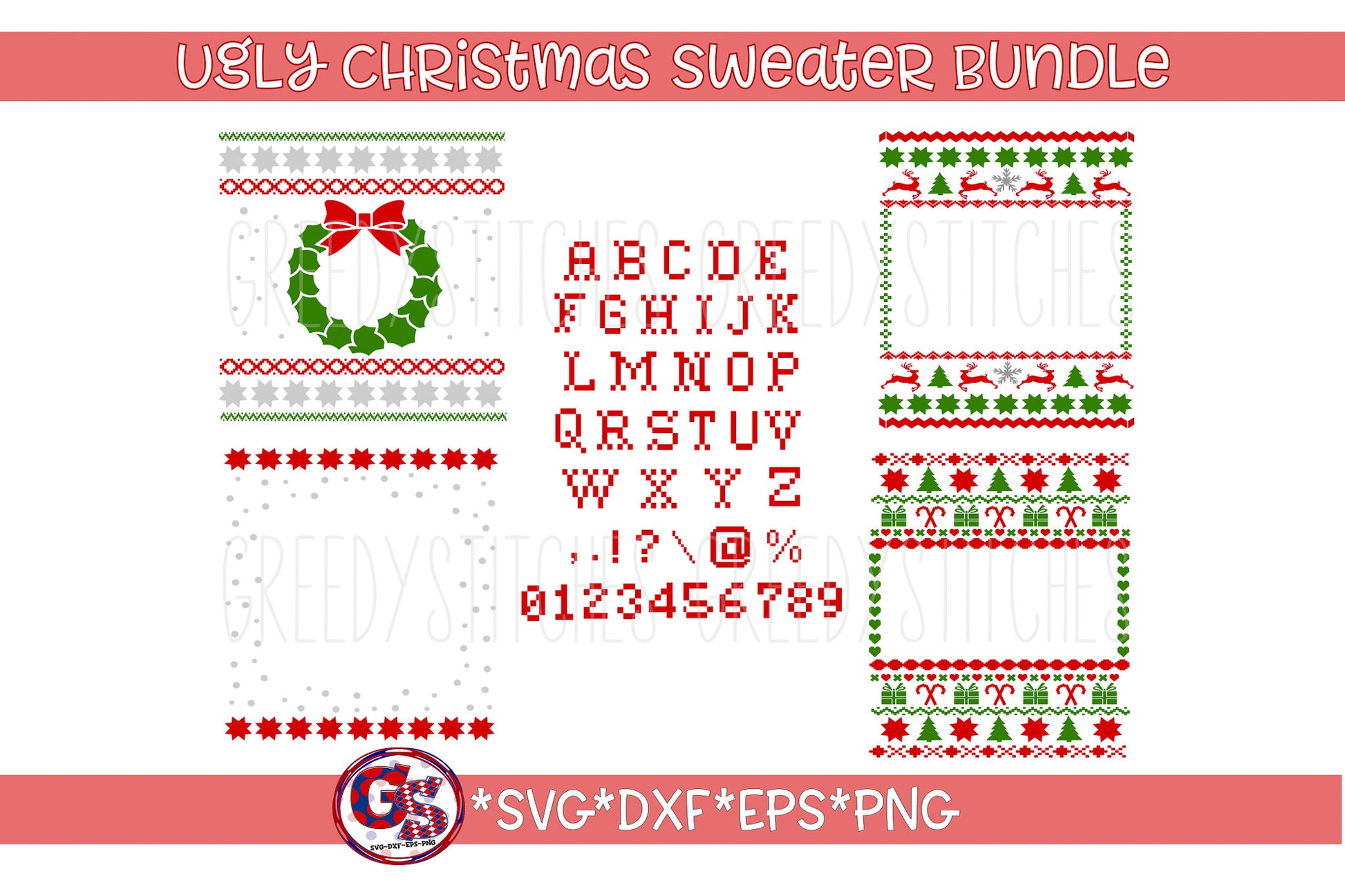 Ugly Christmas Sweater Template Bundle svg, dxf, eps, png. Christmas DxF | Instant Download Cut Files. Christmas DxF | Ugly Sweater SvG