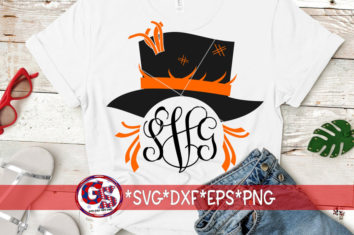 Halloween SVG | Scarecrow Monogram Frame SVG | Scarecrow SVG | Scarecrow svg, dxf, eps, png. Scarecrow DxF | Instant Download Cut Files.