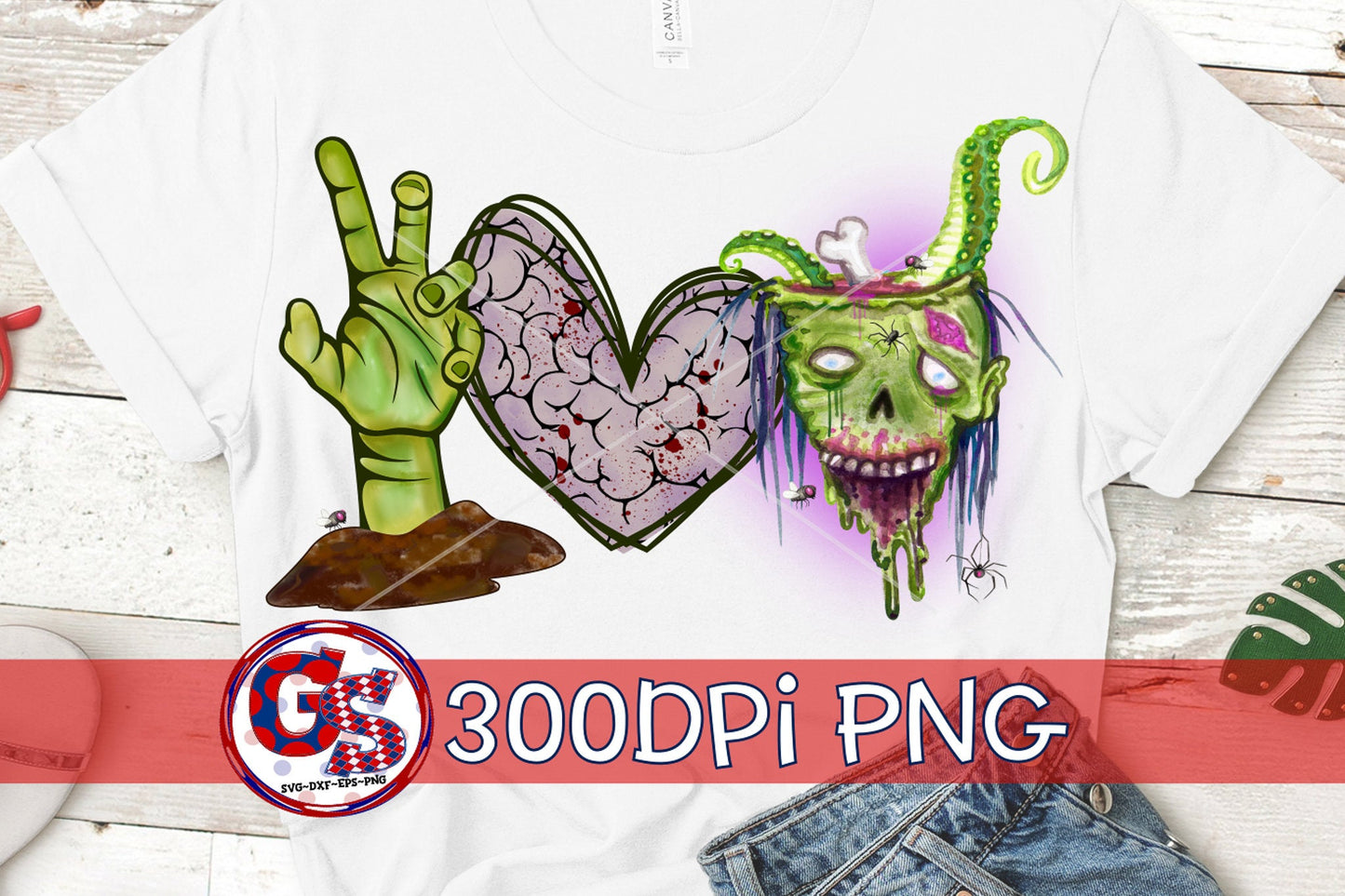 Peace Love Zombies PNG Sublimation